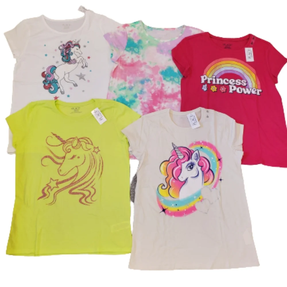 The children's place girls graphic print short sleeves tshirt bundle, …